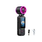 2-in-1 1080P Gimbal-kaamera ventilaatoriga 180&deg; k&auml;eshoitav taskukaamera p&ouml;&ouml;ratav HD Vlog-kaamera jahutusventilaatoriga kaasaskantav Action Cam valge