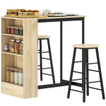 3-osaline baarilaua komplekt, 1 baarilaud, 2 tooli, hoiuruumide ja jalatugedega, ruumis&auml;&auml;stlik, helepruun+must 91 x 49 x 91 cm