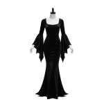 Naiste Retro Gooti Nahkhiirevarrukaga Halloweeni Cosplay Pikkade Varrukatega Gooti Kleit Riietus Pikk Kleit XXL must