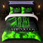 Monster Energy Tr&uuml;kiga 3-osaline tekikottide komplekt 1 tekikott ja 2 padjap&uuml;&uuml;ri Pehme voodipesu koduseks magamistoaks 140cm*200cm