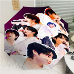 Kpop BTS Jeon Jung Kook Jk JIMIN T&auml;heprindiga Automaatne Vihmavari, 8 Ribiga Rauast Raam, Plastikust K&auml;epide, Sobib V&auml;ljas Reisimiseks ja Igap&auml;evaseks Kasutamiseks, Ideaalne Kingitus Three-fold umbrella white