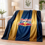 Red Bull Racing Tr&uuml;kitud Flanellitekk Soe Mugavus Vooditekk Siseruumide Kodu Kaunistamiseks 130cmx150cm