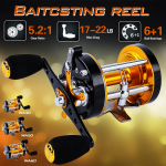 Round Baitcast kalap&uuml;&uuml;girull Merep&uuml;&uuml;k 6+1BB 17-22LB trolling Reel Drag Reel Merevee magevee WA40