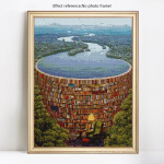 Ristpistes teemantmaal J&auml;rve t&auml;isekraan maastikul t&auml;is&uuml;mmargune 5D DIY teemanttikandid 20X30CM