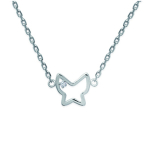Les Tr&eacute;sors De Lily [G6442] - Collier Argent 'Papillon' blanc argent&eacute; (rhodi&eacute;) - 10x10 mm h&otilde;be