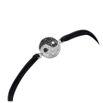 Les Tr&eacute;sors De Lily [N1559] &ndash; h&otilde;bedane k&auml;ev&otilde;ru 'Yin Yang' must valge h&otilde;be (roodiumiga kaetud) - 10 mm must