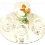 Les Tr&eacute;sors De Lily [L4941] - Plateau bougies 'Belle de Soie' ambre (violet) - 25x9 cm pruun