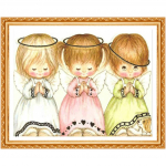 Teemanttikandid Kolm inglit t&uuml;druku teemantmaal Ristpistes t&auml;ispuur Rhinestone kodukaunistus 20X30CM