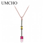 UMCHO loodud Nano Citrine Ruby Ripats Kaelakeed Solid 925 Sterling Silver Kaelakee Naistele Kontoriehted Kvaliteetsed
