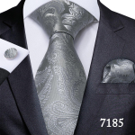 H&otilde;behall 8,5 cm kaelasideme komplekt meestele T&auml;istriibuline siidist lips Hanky ​​mansetin&ouml;&ouml;bid Pulma&auml;ri lips N-7185