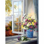 Teemantmaaling Lille Daisy Ristpistes Tikand Vaas Mosaiik Dekoratiivmaal teemantidega Toakaunistus Full Round 20X30CM punane