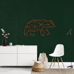 Metallist seinakaunistus, metallist karu seinakaunistus, geomeetriline karukujundus, kodu elutoa kontorikaunistus, seinakatted, metallist kunstiteos 18"W x 9"H / 45x23cm pronksi