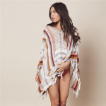 2022 Beach Cover Up V&auml;rvilised kootud Beach Sarong Bikiinid Cover Up ujumistrikoo Naiste rannar&otilde;ivad Ujumisriided Cover Up Fringe Cape Top Q1274 One size oranž