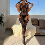 Kuum seksikas Teddies naistepesu Suures suuruses lilleline avatud jalgevahega kalav&otilde;rk Crotchless Bodystocking Teddies Bodysuit pesu magamispesu aluspesu S must