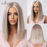 Platinum Blonde Ombre s&uuml;nteetiline parukas L&uuml;hike Bob Hair Parukas Keskosa naistele Daily Cosplay kuumakindel parukas