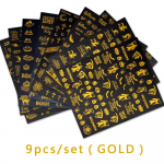 9 tk musta kullaga Halloweeni k&uuml;&uuml;nekleebised kleebised Pumpkin Ghost Boo &auml;mblikuv&otilde;rguga k&uuml;&uuml;nekunsti kaunistus must