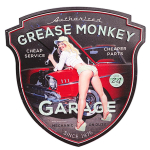 Les Tr&eacute;sors De Lily [A3224] - Retro metallist tahvel  Grease Monkey Garage  punane must - 40x38 cm punane