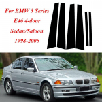 6tk/komplekti auto samba postid l&auml;ikiv klavermust BMW 3-seeria E46 4-ukselise sedaani/salaani jaoks 1998-2005 ukseakna dekoratiivkatte kleebised