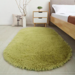 Ovaalne plush vaip Pehme vaip Lastevoodi Pehme sametine &uuml;hev&auml;rviline paks p&otilde;randamatt elutoa magamistoa sisekujunduseks 80x200cm roheline