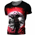Jaapani Samurai T-s&auml;rk 3D Jaapani stiilis prindiga L&uuml;hikeste varrukatega Topid T-s&auml;rgid Vabaaja Retro Meeste T-s&auml;rk Oversized Vintage meester&otilde;ivad M
