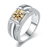 Bague Ringen Sterling H&otilde;bedane 925 S&otilde;rmus meestele &Uuml;mmargune v&auml;rviline Moissanite nelja k&uuml;&uuml;nega disain Luksuslikud ehted pulmakihlamiseks 1ct No.5 valge