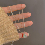 Jwer h&otilde;bedase v&auml;rvi Kuukivi vesitilga ripats kampsun kaelakee v&otilde;lu naiste t&uuml;drukute moe vintage punk peo ehted kingitused