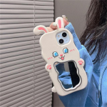 Ins Korea armas 3D multikas j&auml;nkuk&otilde;rvad meigipeegli telefoni&uuml;mbris iPhone'i jaoks 14 13 12 11 Pro Max silikoonist kaitsev pehme kate For iPhone 11Pro Max roosa