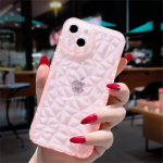 Crystal Glitter Diamond Pattern telefoni&uuml;mbris iPhone 16 15 14 12 11 Pro Max X XR XS Max 13 Pro l&auml;bipaistev p&otilde;rutuskindel pehme tagakaas iPhone 13 roosa