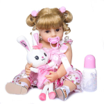 NPK 55 cm Bebe Doll Reborn Toddler Girl Doll Full Body Silikoon, Pehme Real Touch Paindlik Brown Eyes brown
