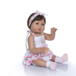 NPK 47CM Vasts&uuml;ndinu Bebe nukk Reborn Baby Girl Doll Tan Naha kogu keha silikoonist vannim&auml;ngunukud sinine