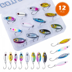 12 tk/komplekt Micro Jig P&uuml;&uuml;gilant Spinnerbait Spoon Metallist Jig forelliahvenale 3,2g 3,3g 4g Mini Bait J&auml;&auml;p&uuml;&uuml;gi Jig Lures