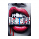 Uued punased seksikad huuled Dollar Gun Bullet Pilt L&otilde;uend Dekoratsioon Maali kuju Plakat Seinakunst Elutoa kodukaunistus 20x30cm valge