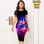 &Otilde;huke l&uuml;hikeste varrukatega p&otilde;lvedeni kleit Moodne naiste Midi 3D skeletiga roosiprintiga kleit XS roosa