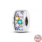 H&otilde;bedane Kinnitus P&auml;ris 925 H&otilde;bedane CZ Tsirkoon Pave Mustriga Klamber Daisy Beads Stopper Fit Moe stiil K&auml;ev&otilde;ru Charms Ehted