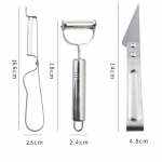 3 tk/komplekt Multifunktsionaalne roostevabast terasest kartuli-kurgi porgandi riiv K&ouml;&ouml;givilja-puuviljakoorija kaks-&uuml;hes viilutaja