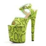20 cm Seksikad naiste tantsukingad Pumps Party Club Platvorm K&otilde;rge kontsaga Snake Print Kingad Suvised Peep Toe Sandaalid 35 kollane