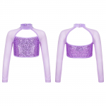 Lastele T&uuml;drukutele Stiilsed Riietus Pikkade Varrukatega Kaelarihm L&auml;ikiv litrid Kaunistatud Tantsu K&auml;rbitud Top 5-6 Years lilla