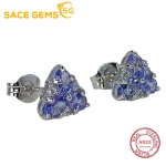 SACE GEMS 925 Sterling Silver, 3*5 mm, naturaalne tansaniidist k&otilde;rvar&otilde;ngad, pulmapeo peened ehted, p&uuml;hadekink sinine