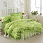 Korea printsessi tekikott, 4-osaline, &uuml;hev&auml;rviline volangidega pitslik tekikate ja padjap&uuml;&uuml;r t&uuml;drukule, naisele romantiline voodikate Skirt Bed Sheet&for 1.5x2.0m bed