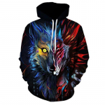 Suurem&otilde;&otilde;tmelised metsik loomahunt kapuutsiga meeste kampsunid 3D-printimisega j&auml;&auml;seeria pullover, pikkade varrukatega pusad T&auml;navar&otilde;ivaste topid S