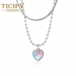 Kahekihiline disain Love Moonstone kaelakee Elegantne kalliskivi krae luukett Madu luu kett valge