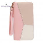 Naiste rahakott, sile kunstnahk, v&auml;rviblokk, lapiline t&otilde;mblukk, mitu taskut, suur mahutavus, telefoni sularaha, vahetusraha, rahakott T&auml;iskasvanute seksir&otilde;ivad roosa