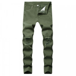 Ripped Hole Denim P&uuml;ksid Meeste &Uuml;hev&auml;rvilised Distressed Biker Jeans Kitsad pikad p&uuml;ksid 28