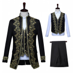 Meeste pulmakomplekt, keskaegne jope+vest+p&uuml;ksid, 3-osaline vintage riietus, militaar&uuml;likond, kuninglik v&auml;ljam&otilde;eldud kleidikomplekt S must