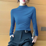 Poolk&otilde;rge kraega modaalse p&otilde;hjaga s&auml;rk naister&otilde;ivastele S&uuml;gis- ja Talvine Slim Fit T-s&auml;rk pikkade varrukatega naiskonna t-s&auml;rgid 30574 One Size valge