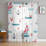 Laste Purjekad Merit&auml;ht Ankur L&auml;bipaistvad Kardinad Elutuppa Kaasaegsed Voile T&uuml;ll Akna Kardinad Magamistuppa K&ouml;&ouml;ki Kardinad 135W x 114H(cm)