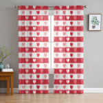 S&otilde;brap&auml;eva ruuduline punase s&uuml;damega t&uuml;llkardinad elutuppa magamistoa sisekujundusele &scaron;ifoon Sheer Voile k&ouml;&ouml;gikardin 135W x 114H(cm)