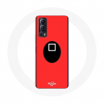 Vivo Y72 &uuml;mbris Squid Game ruudukujuline mask punasel taustal