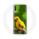 Rohelise taustaga &uuml;mbris Samsung Galaxy A50 Yellow Parakeet Birds jaoks
