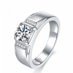 1 kat D v&auml;rvi Moissanite meeste s&otilde;rmus 925 Sterling H&otilde;be 18K kullatud kihlas&otilde;rmustega meestele, peened pulmaehted 16